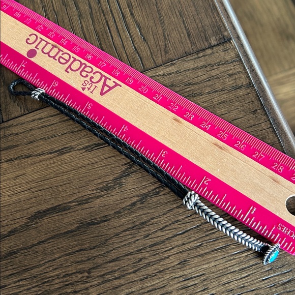 American West Sterling and Turquoise Leather Bracelet - Picture 8 of 9